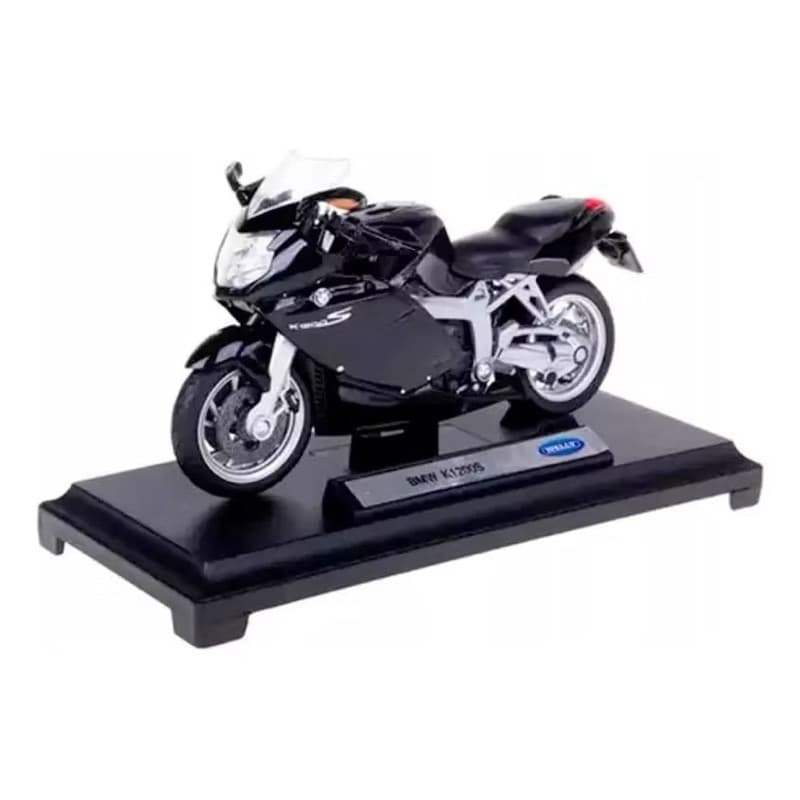 Miniatura Moto BMW K1200S Preta Escala 1:18 Welly