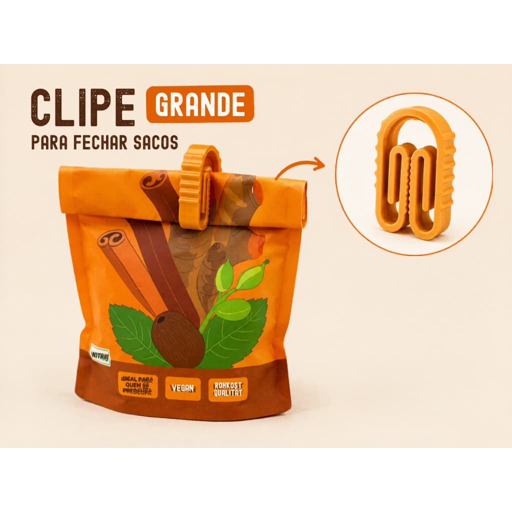 Kit 6 Clipes Grandes Fecha Saco Reutilizável para Alimentos