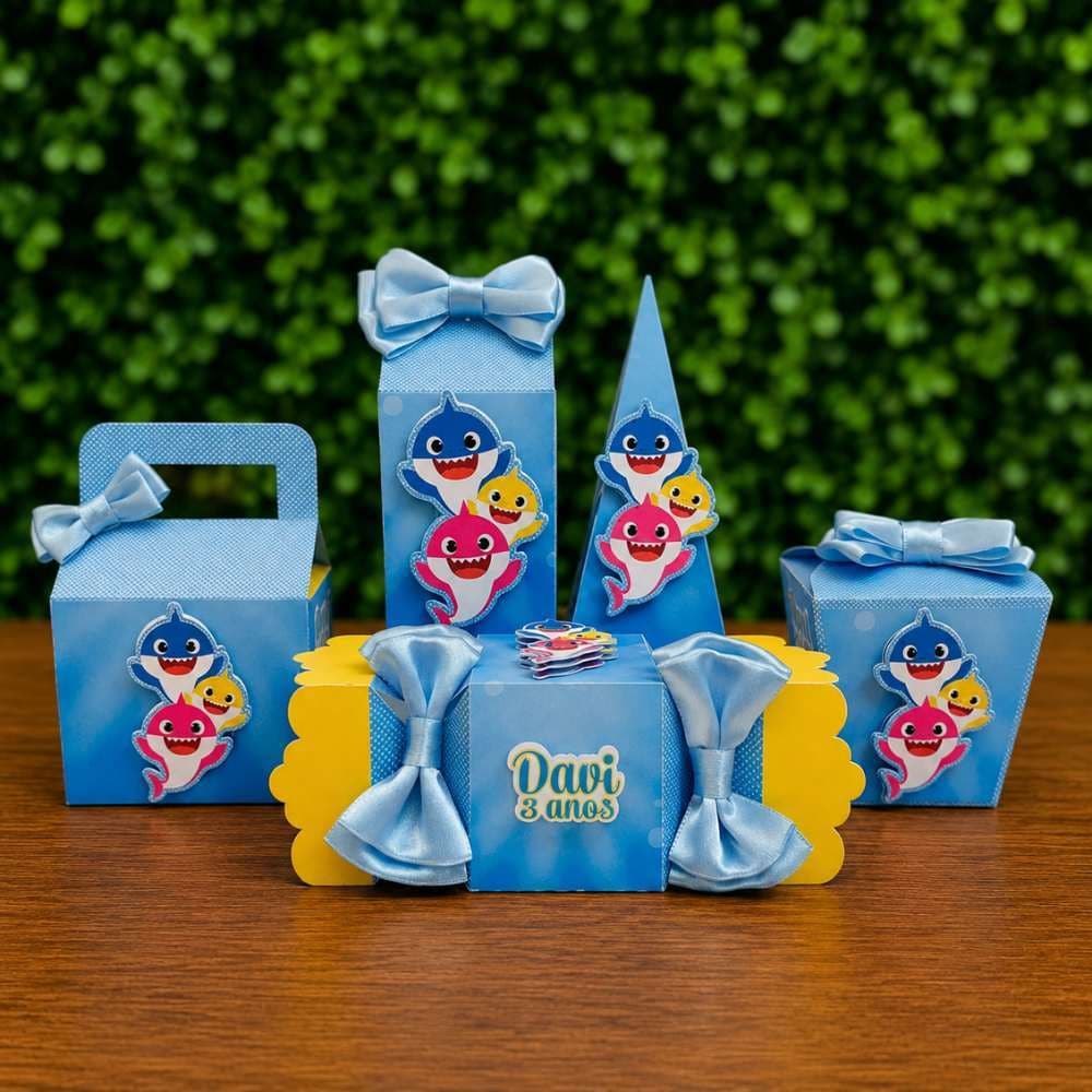 Kit Festa Baby Shark Personalizado Azul + BRINDE | Lembrancinha de Festa Personalizada | Festa Infantil | Aniversário