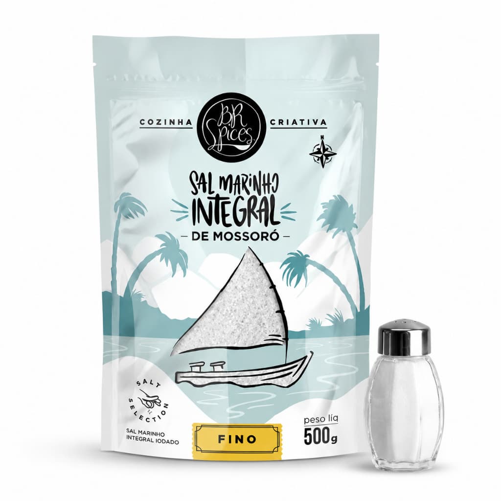 Sal Marinho Integral Fino 500g Natural Puro Sem Refinamento Gourmet BR Spices Mossoró