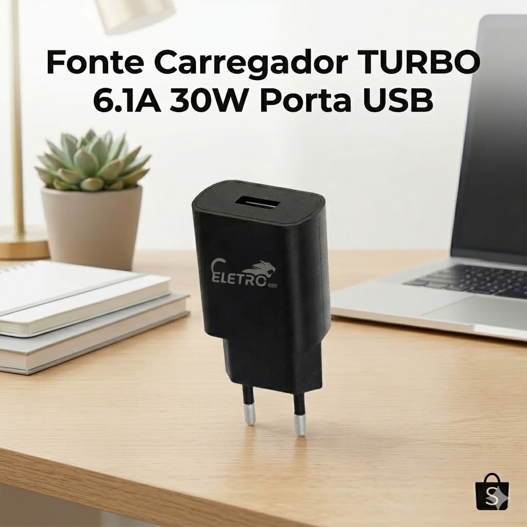 Fonte Carregador TURBO 6.1A 30W USB Eletromex EL-4024