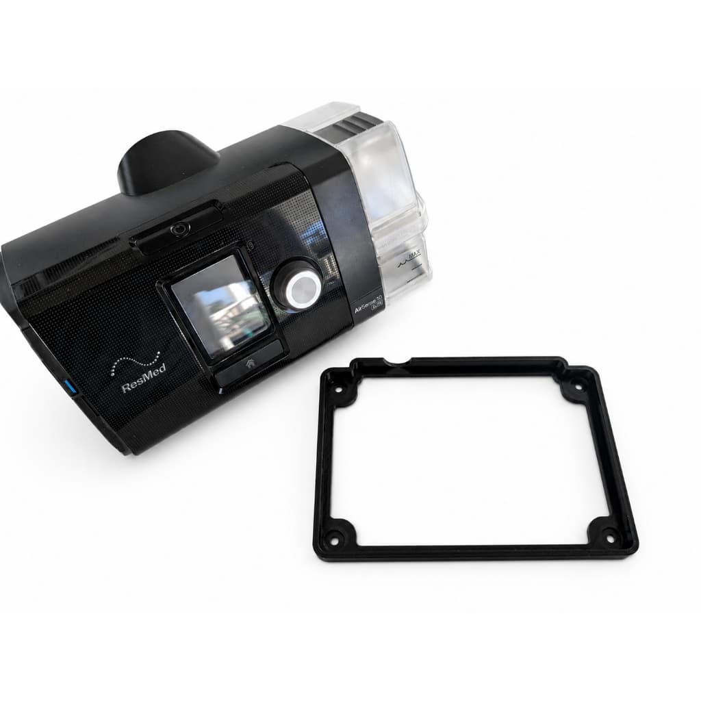 Suporte Base Fixa para CPAP ResMed AirSense 10 Anti Queda e Anti Puxão Fixação com Parafuso ou Fita 3M