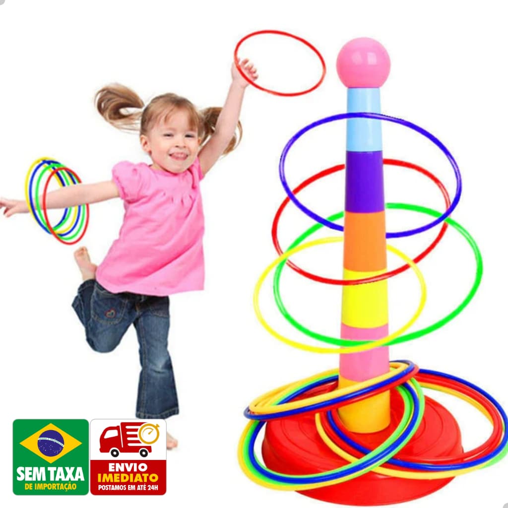 Jogo de Argolas Infantil Monta e Desmonta 10 Peças Colorido Coordenação Motora