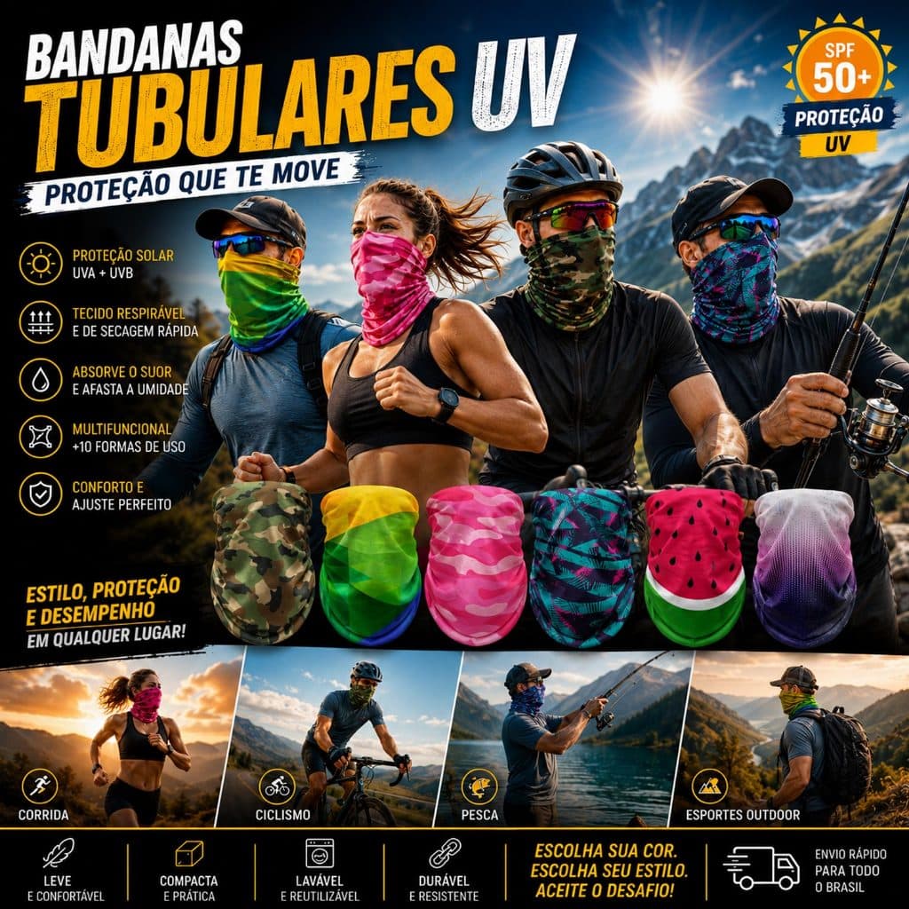 Bandana Tubular Ciclismo Pedal Moto Pesca Proteção Masculina e Feminina