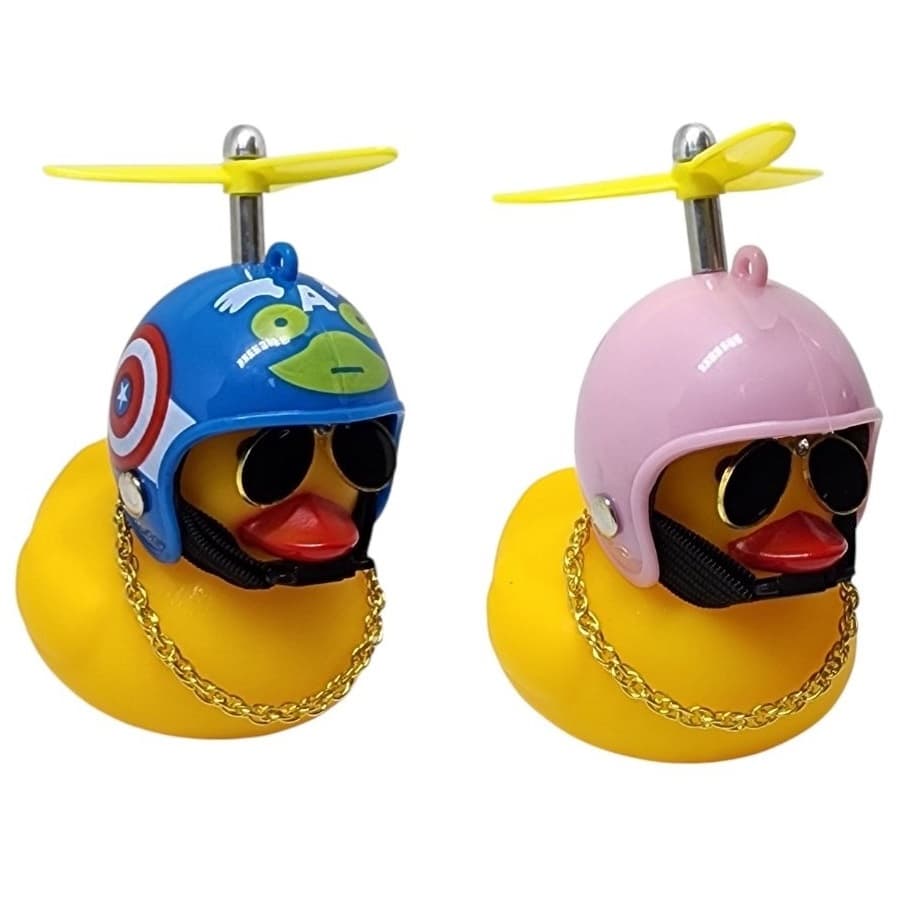 BUZINA BIKE FON FON PATINHO COM LED E ACESSORIOS CAPACETE ROSA OU CAPITÃO AMERICA