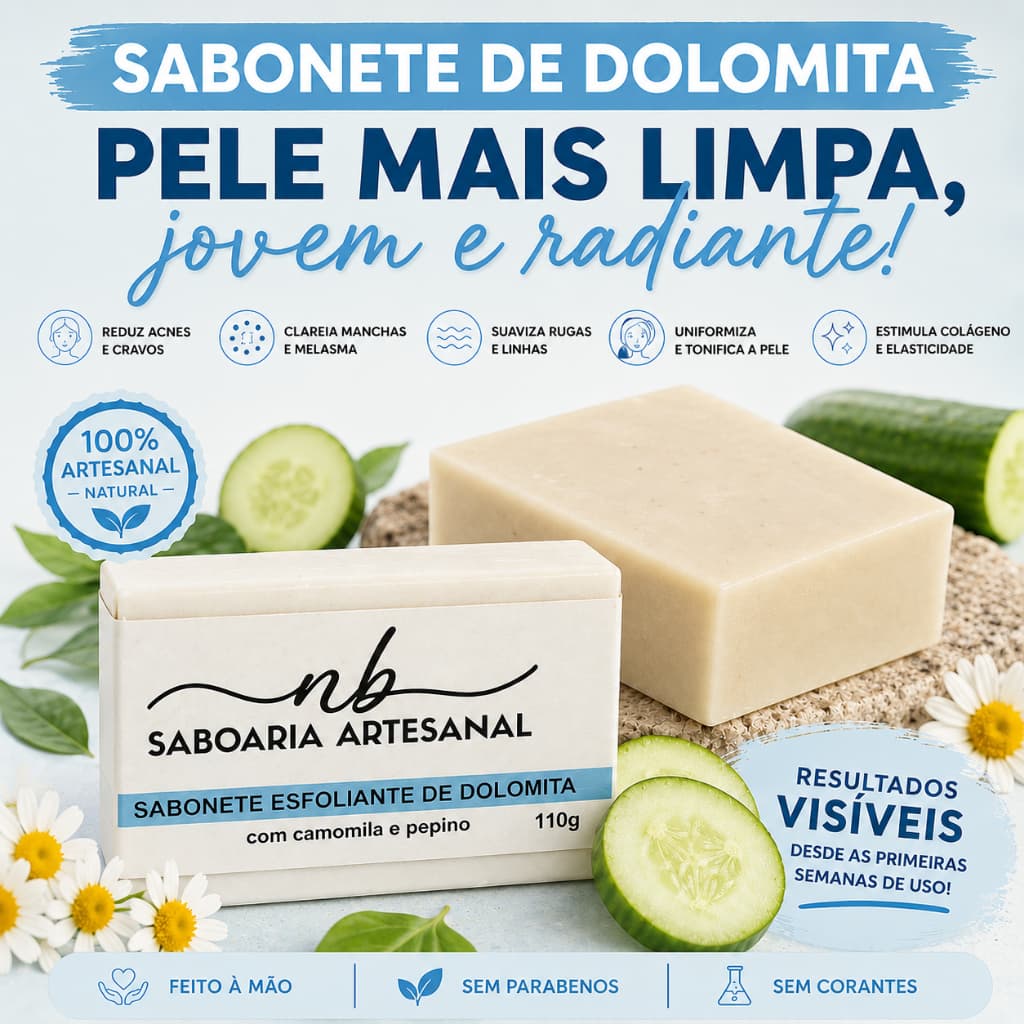 Sabonete Dolomita Atenua Cicatrizes Olheiras Rugas e Manchas