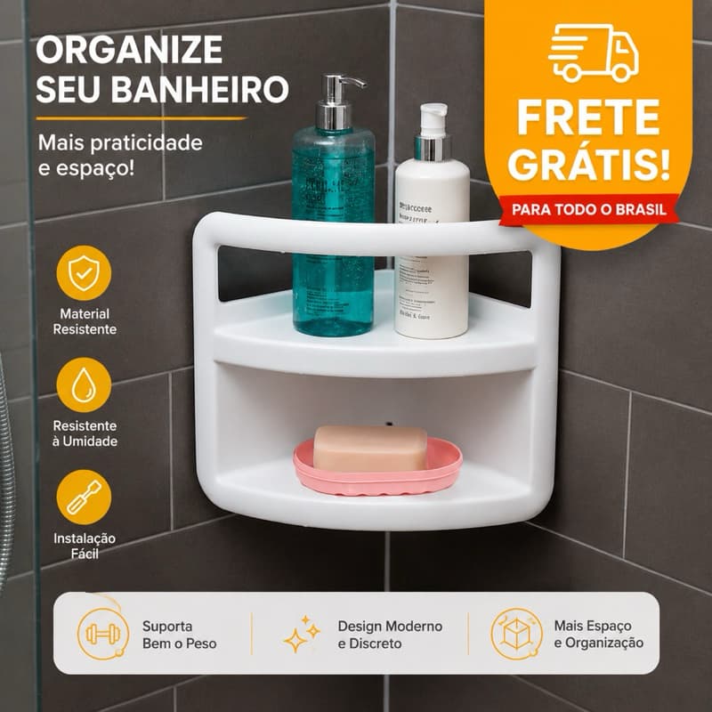 Kit 2 Porta Shampoo De Canto Para Banheiro Organizador Multiuso Saboneteira Parede