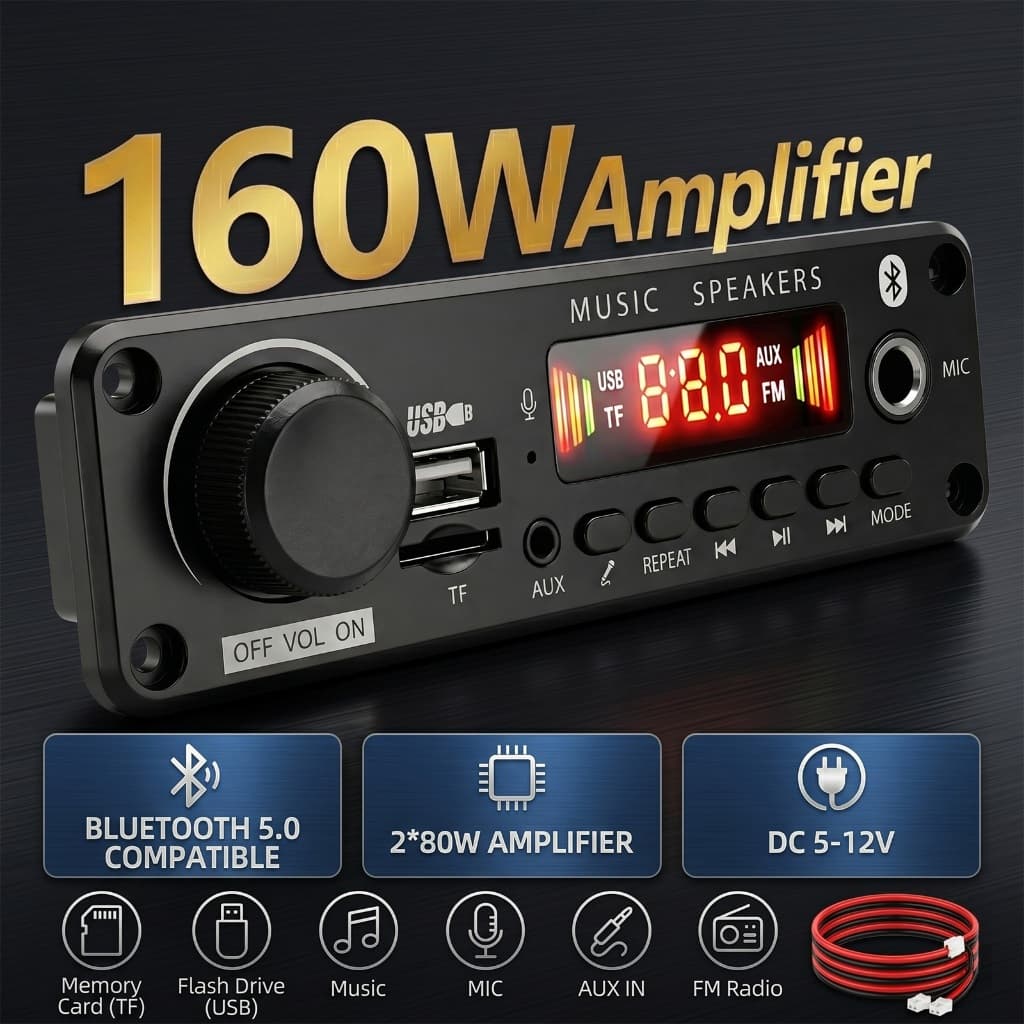 Módulo Amplificador de Áudio Digital 160W Potente 2x80W Bluetooth