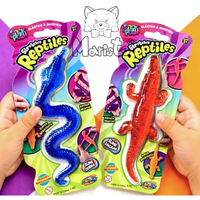 Kit 2 Mini Brinquedos Cobra Jacaré Animal Bicho Grudento