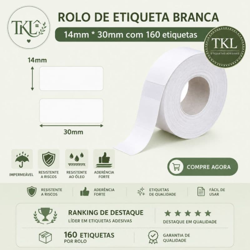 Rolo Bobina Papel 14 * 30mm Etiqueta branca para impressora portátil mini NIIMBOT NÃO COMPATÍVEL