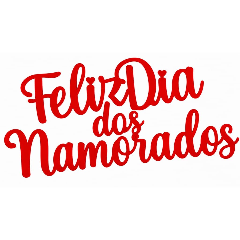 Lettering Decoração Feliz Dia Dos Namorados Vermelho 60x31cm