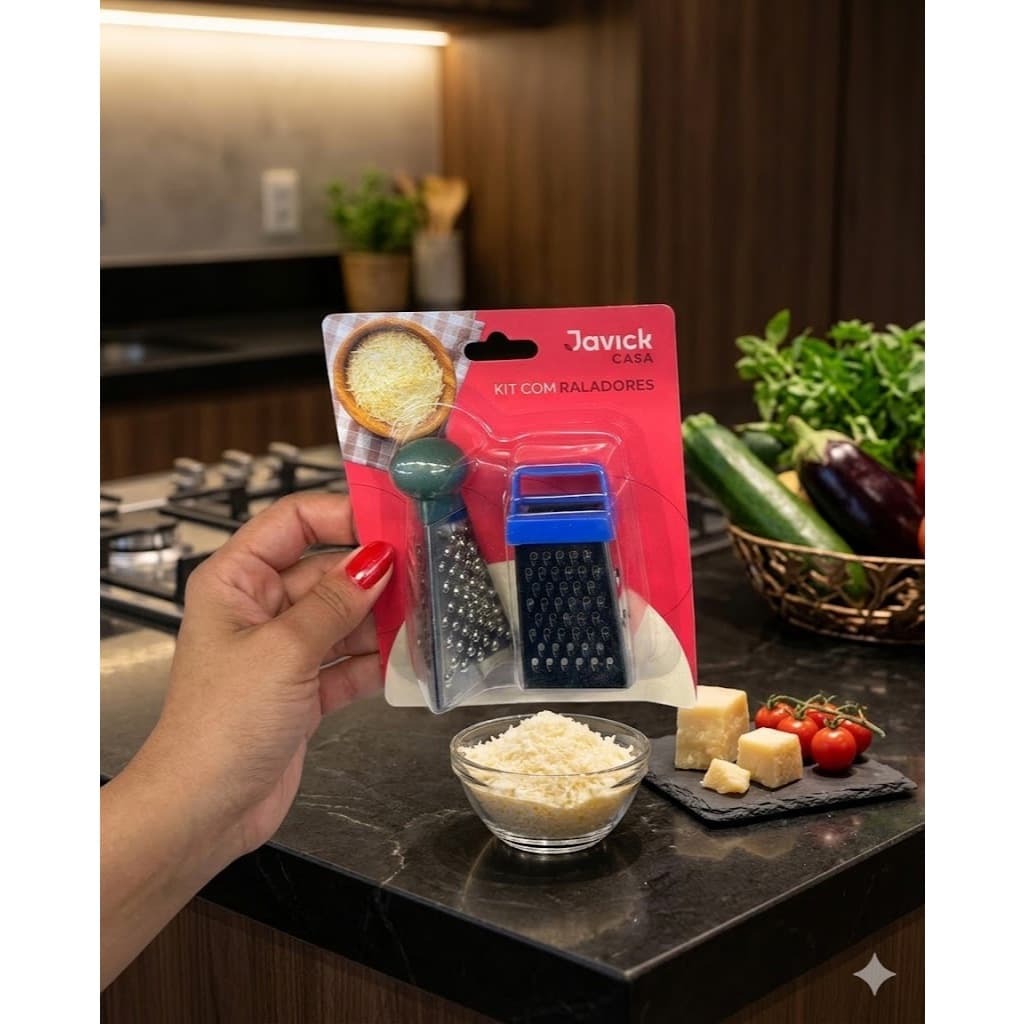Kit 2 Mini Raladores Inox Multifuncional Javick Casa Queijo Legumes