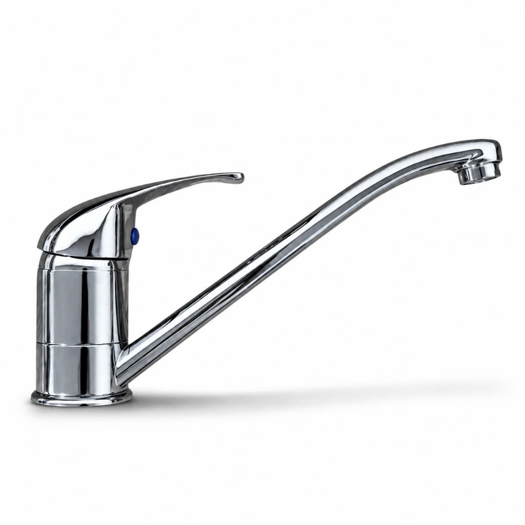 Torneira Monocomando Quente e Frio de Bancada Para Cozinha em Aço Inox Brilhante Premium