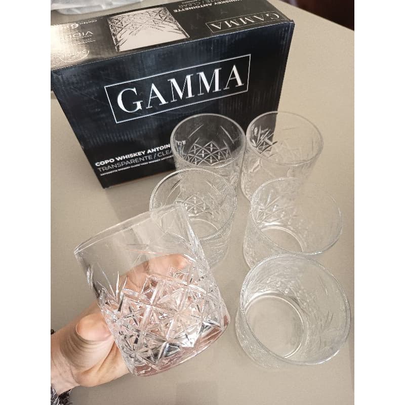 Jogo/kit de copos 6un diamond vidro grosso e resistente