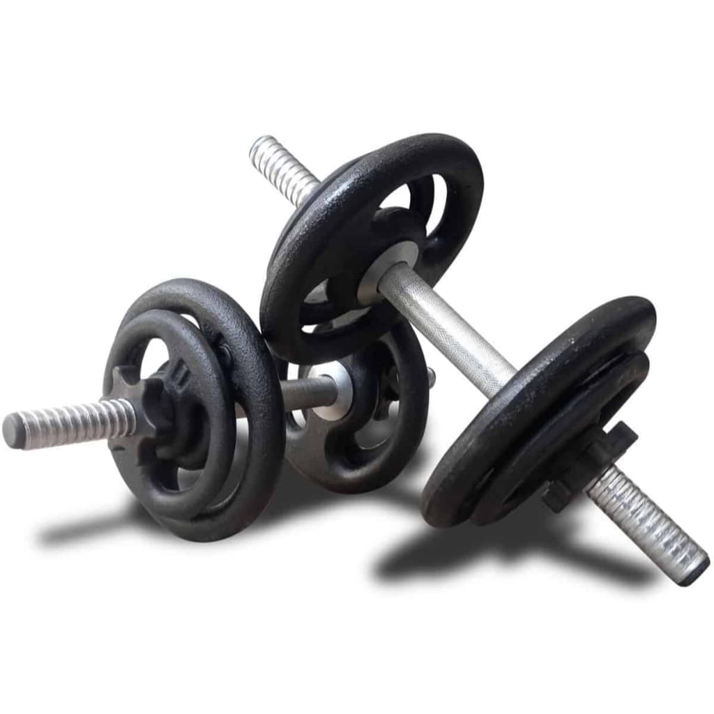 Kit 2 Barras / Halteres de 40cm ROSCA RÁPIDA CROMADA + 16kg de Anilhas para Treinamento de Força Musculação e Academia