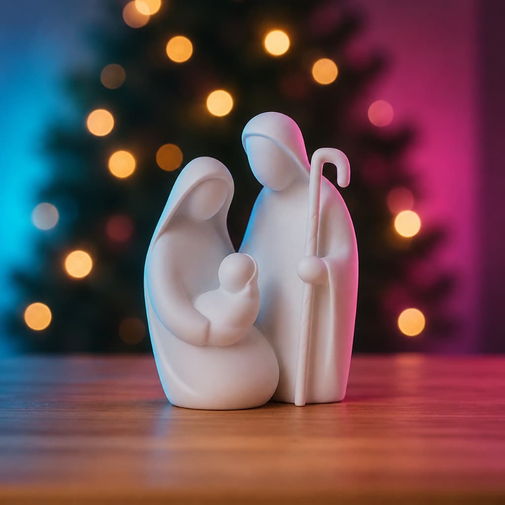 Presépio Decorativo Sagrada Família – Enfeite de Natal Minimalista