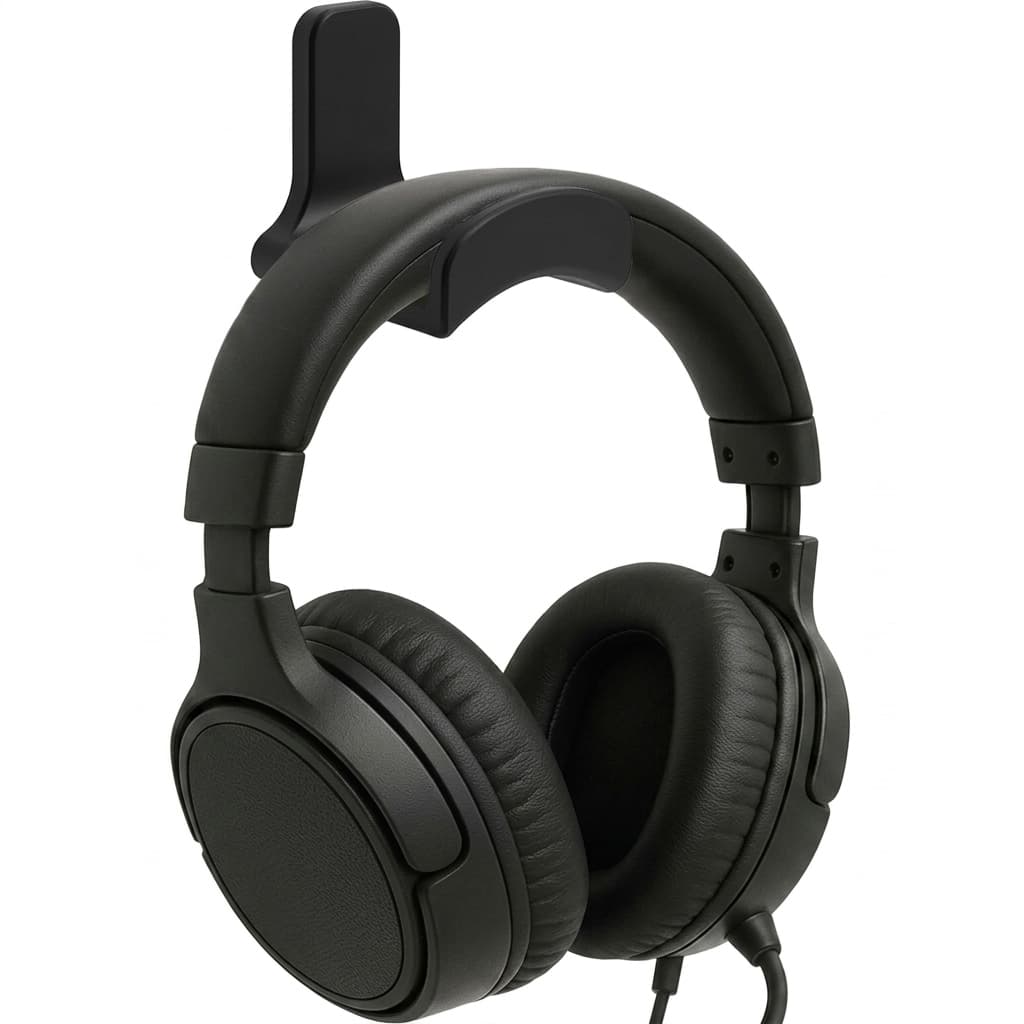 KIT COM 5 Suporte Headset Fode de Ouvido Cor Preto Branco Parede Gamer Fita 3m Parafuso Setup