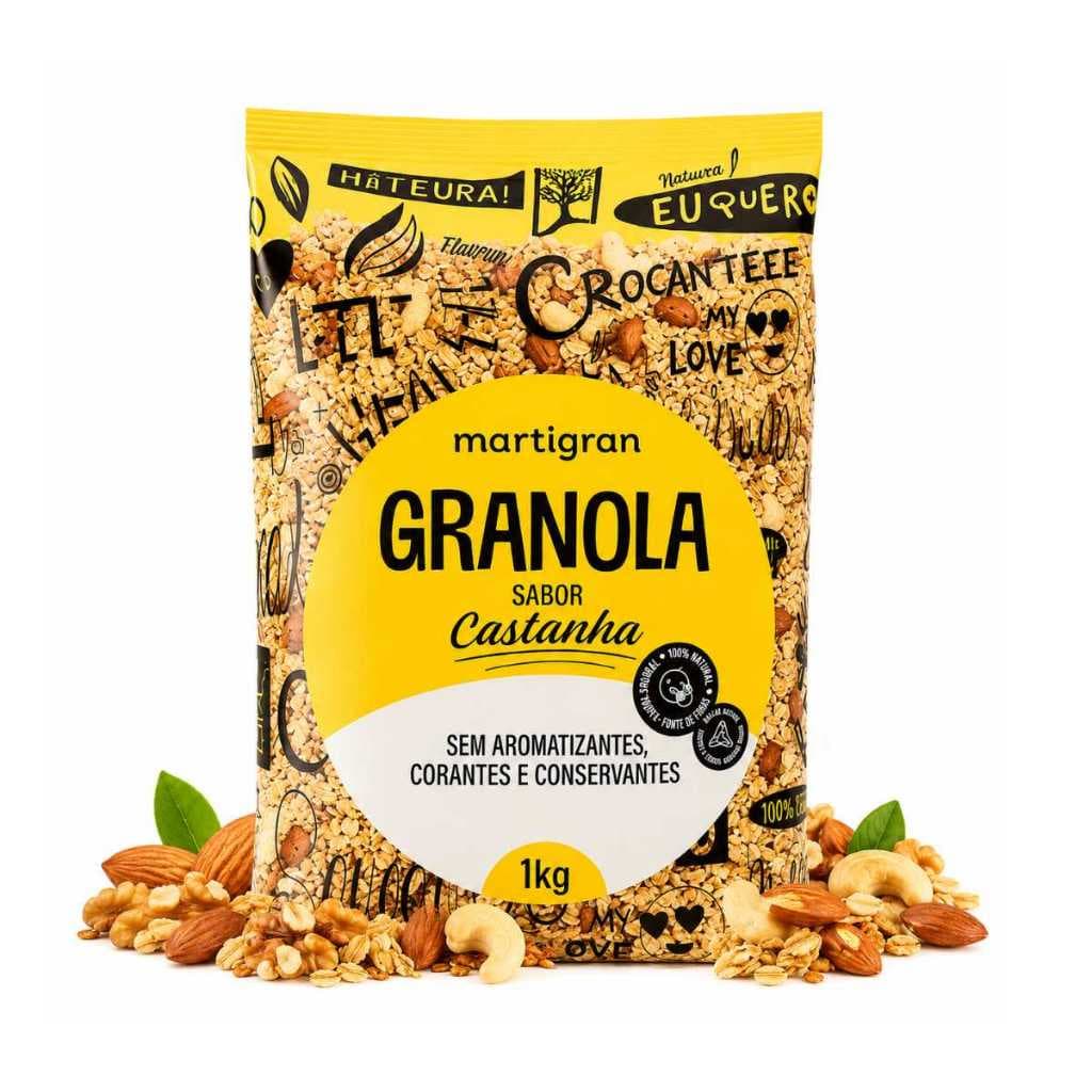 Granola Com Castanhas 1Kg Premium Integral Natural Crocante Martigran Rica em Fibras Sem Corantes BR