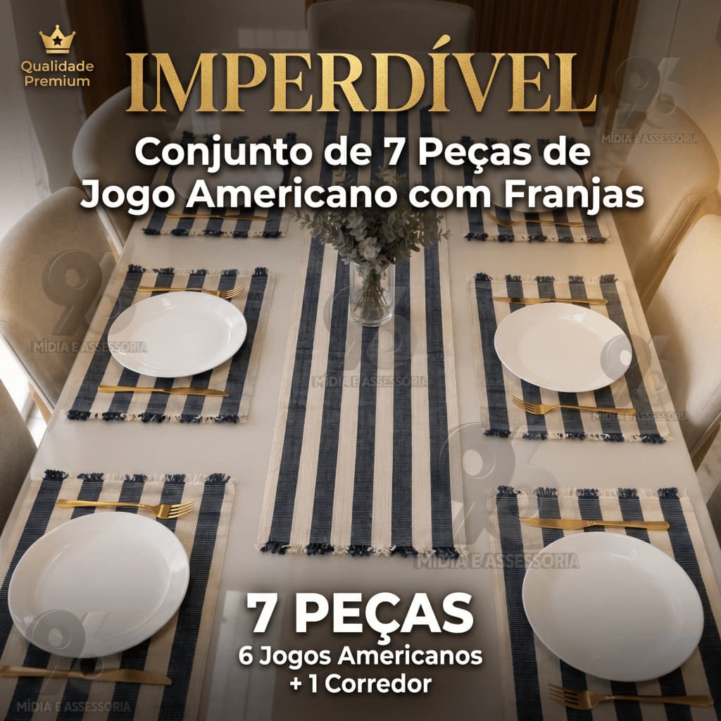 Jogo Americano para Mesa 7 peças Feito em Tear Algodão Imperdível Decoração