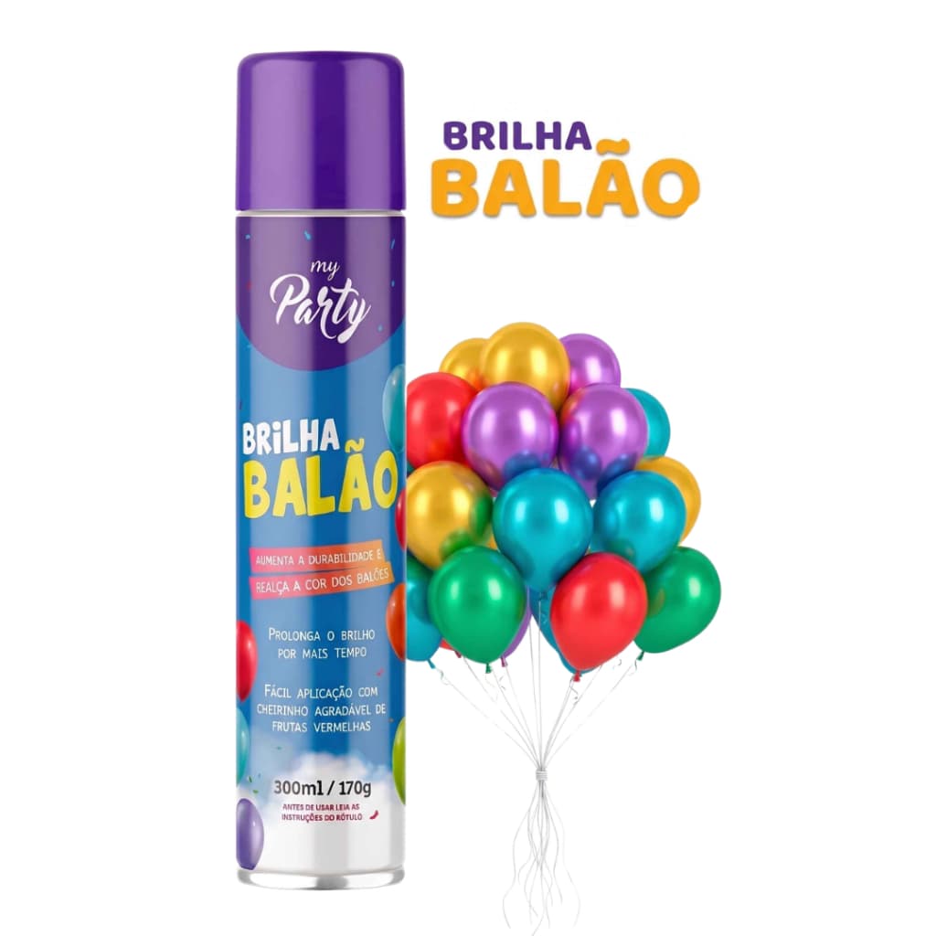 Spray Brilha Balão 300ml Brilho Intenso e Durabilidade P/ Bexigas