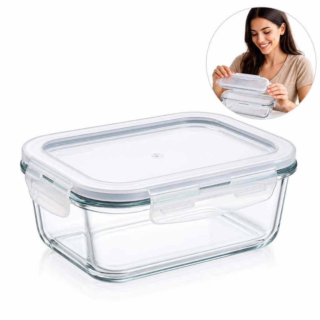 Pote Hermético de Vidro com Tampa Vedação Perfeita Livre de BPA Ideal para Marmitas Saudáveis Lanche Freezer Microondas