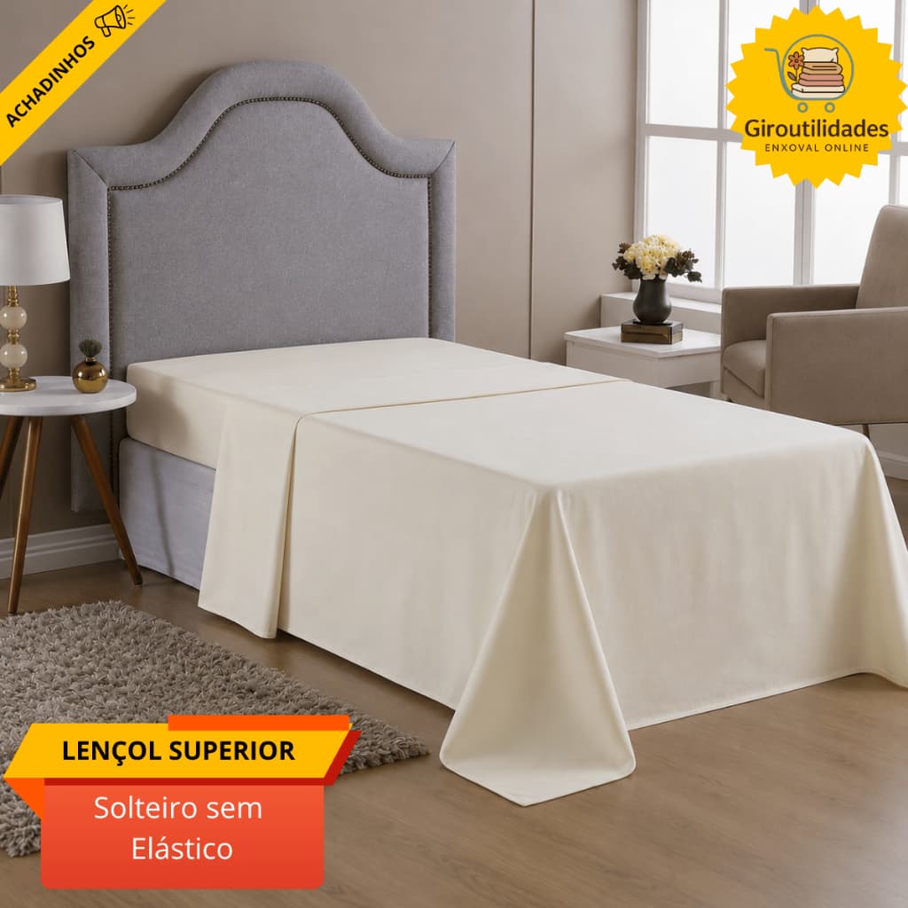 Lençol para Cama de Solteiro Promoção Avulso Sem Elástico Algodão Percal 200 Fios