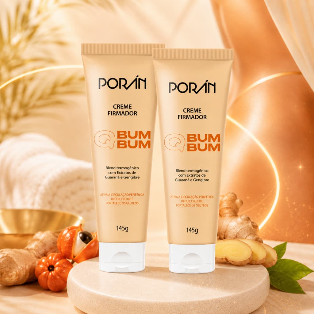 KIT 2 Poran Creme Firmador Q Bumbum Natural Vegano Ativa Circulação e Fortalece os Glúteos 145g Cada