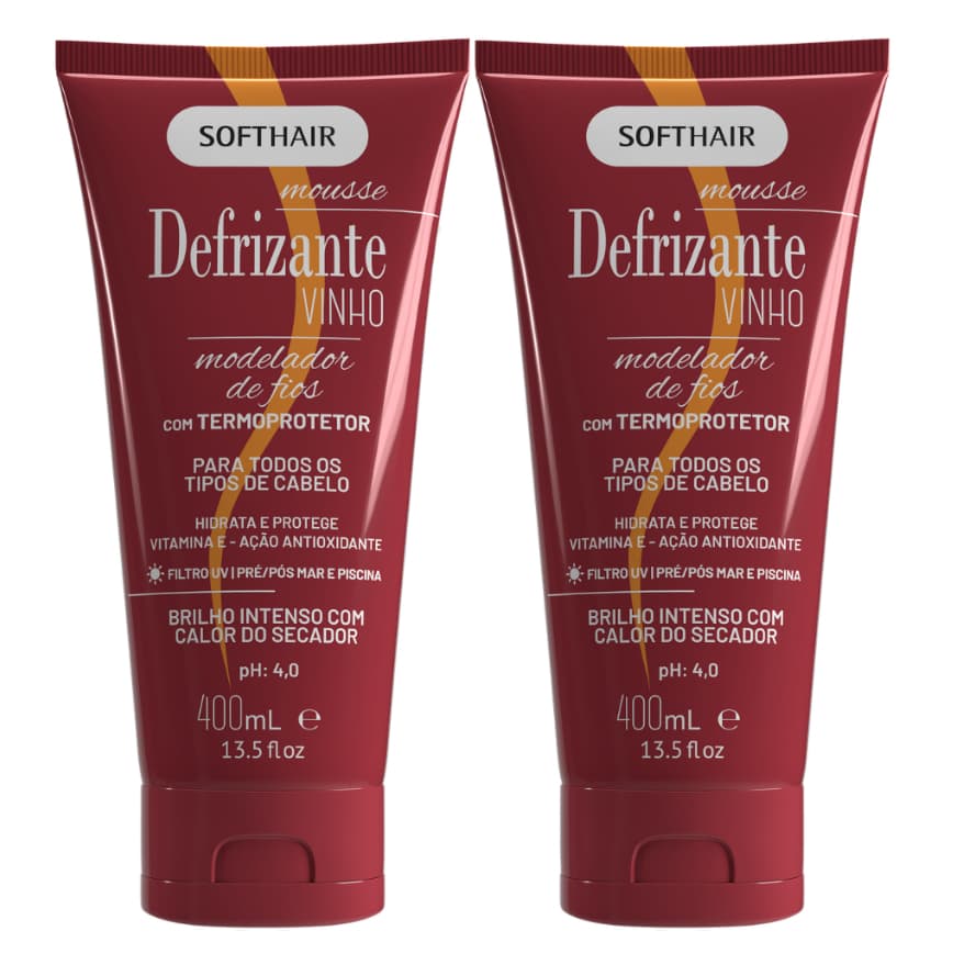 Defrizante Vinho 400ml Softhair 2 Unidades