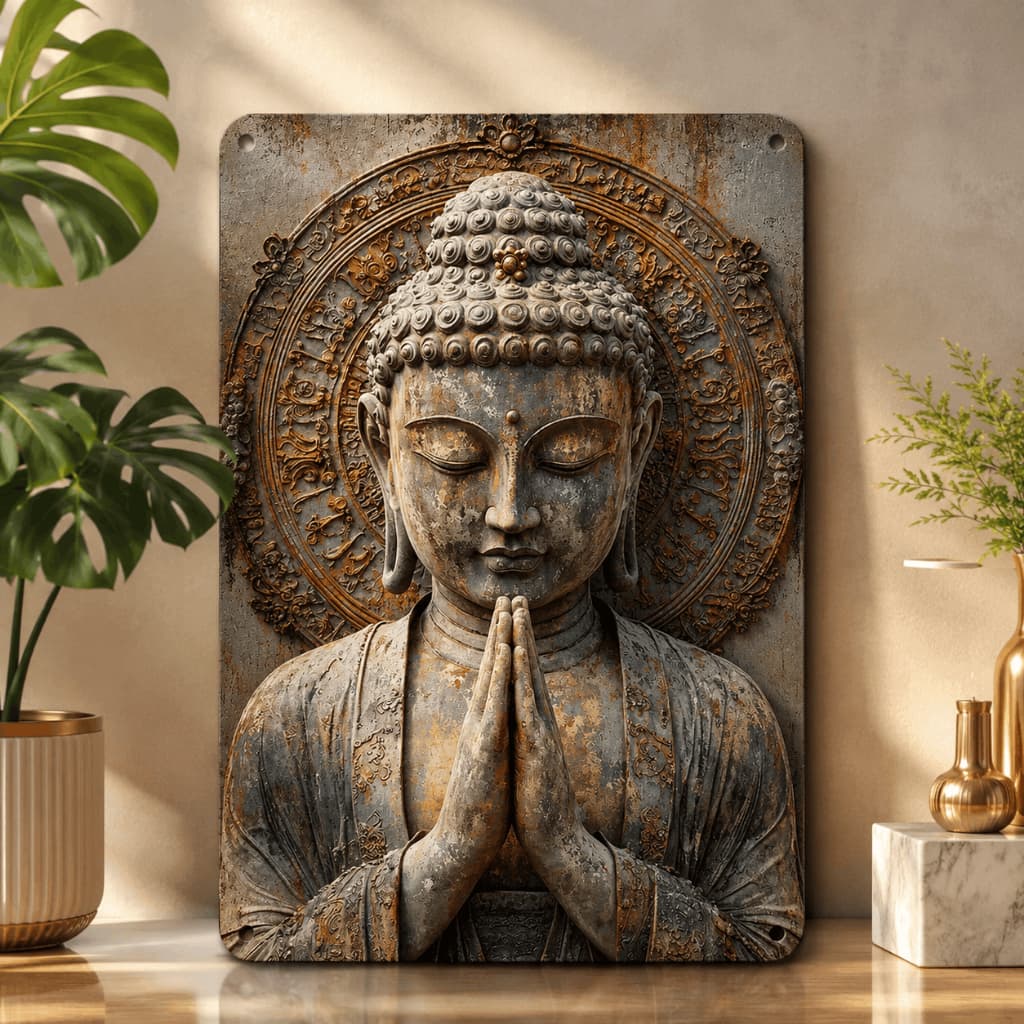 Quadro Decorativo Buda Zen Meditação Oriental Religioso MDF Sala Quarto Escritório
