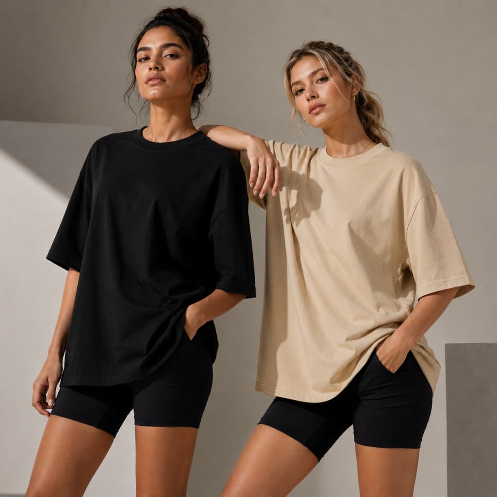 Kit 2 Camiseta Oversized P ao G4 Plus Size Streetwear 100% Algodão Feminina