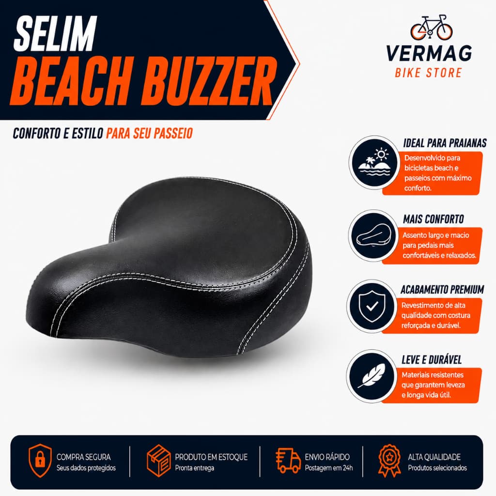 Banco Selim Beach Buzzer Duas Molas Bicicleta Spinning Ergometrica Preto