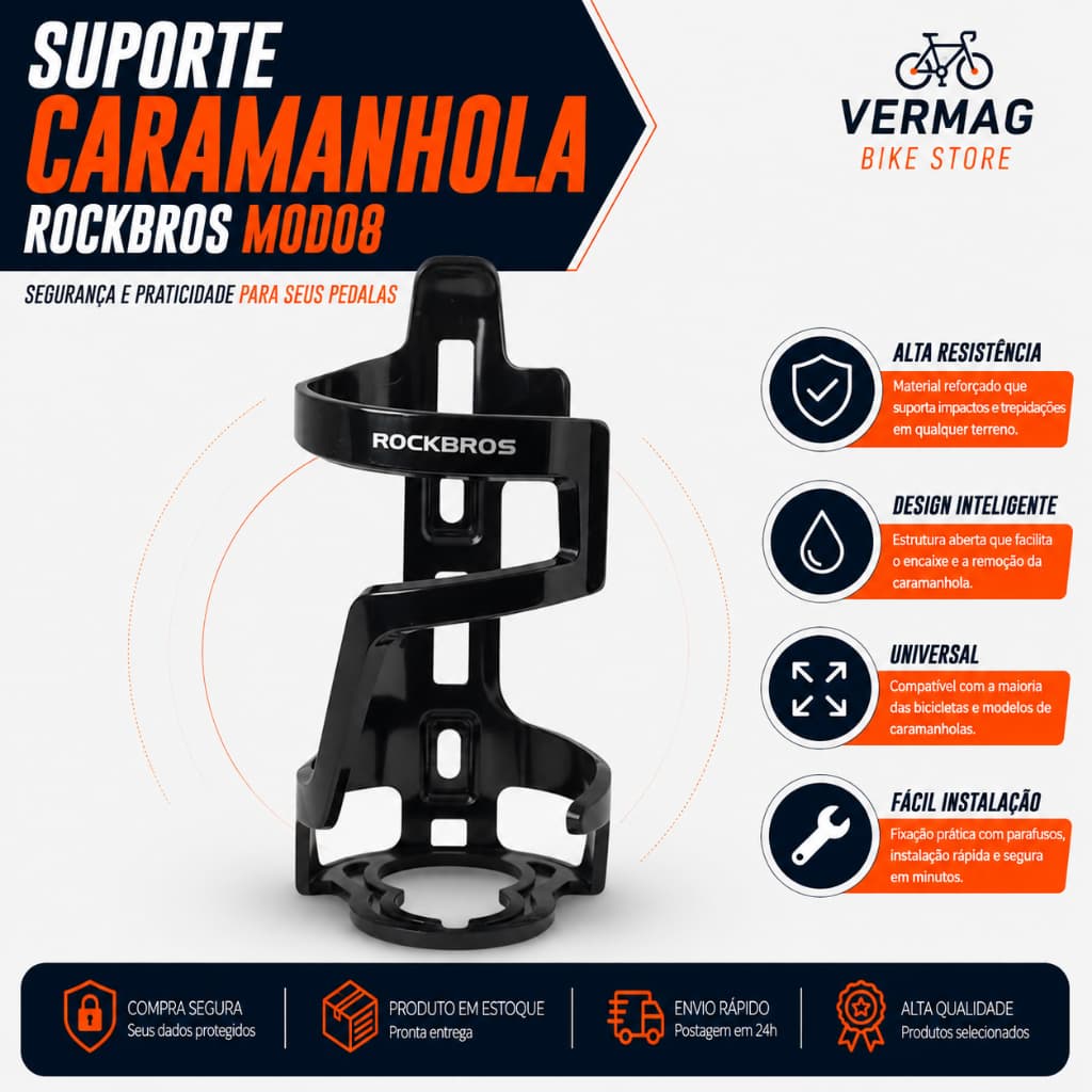 Suporte Caramanhola Rockbros Lateral Em Nylon Leve Para Bike MTB Speed
