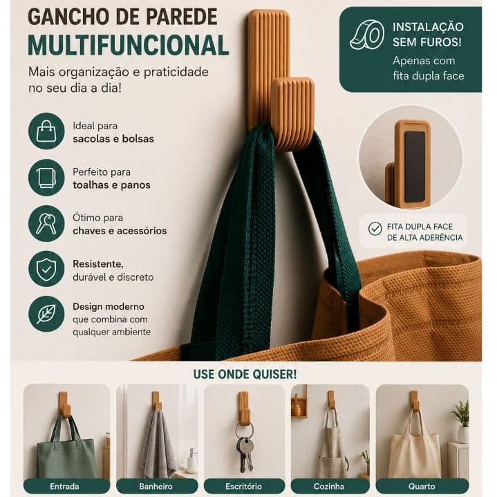 Gancho de Parede, Toalheiro, cabide, Chaveiro decorativo!