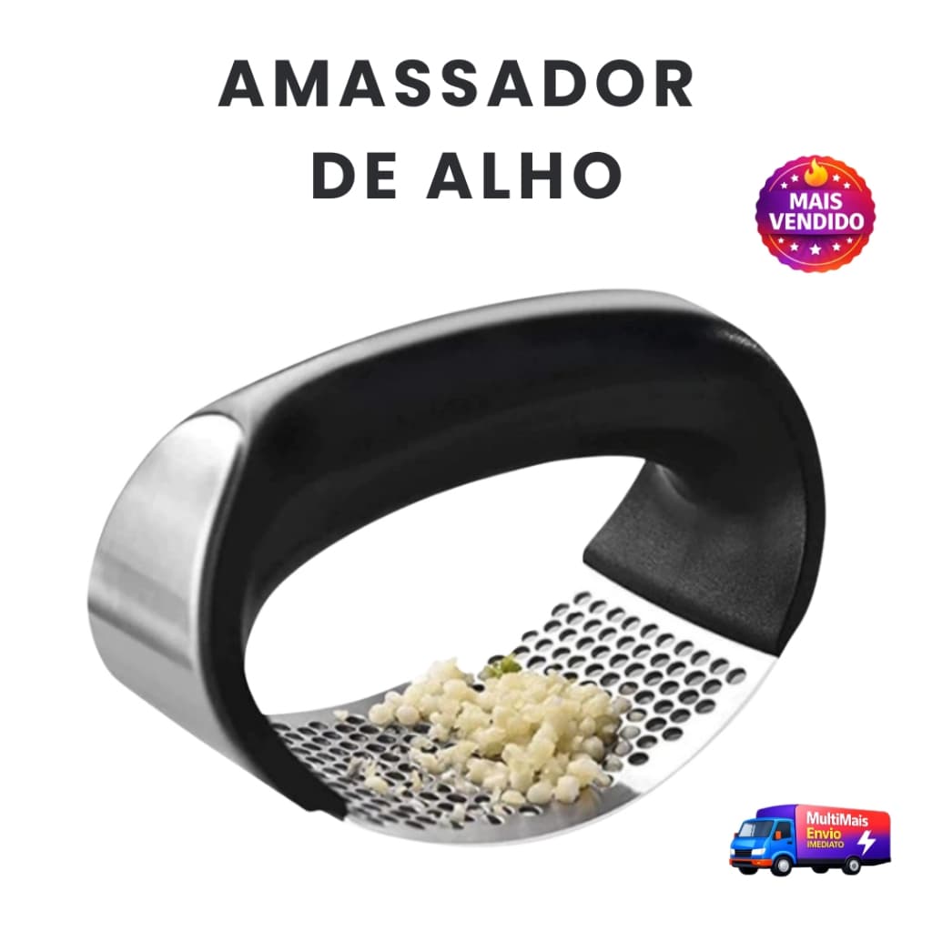 Amassador e Triturador de Alho Profissional Resistente Tritura Fácil e Rápido Mais Sabor na Cozinha