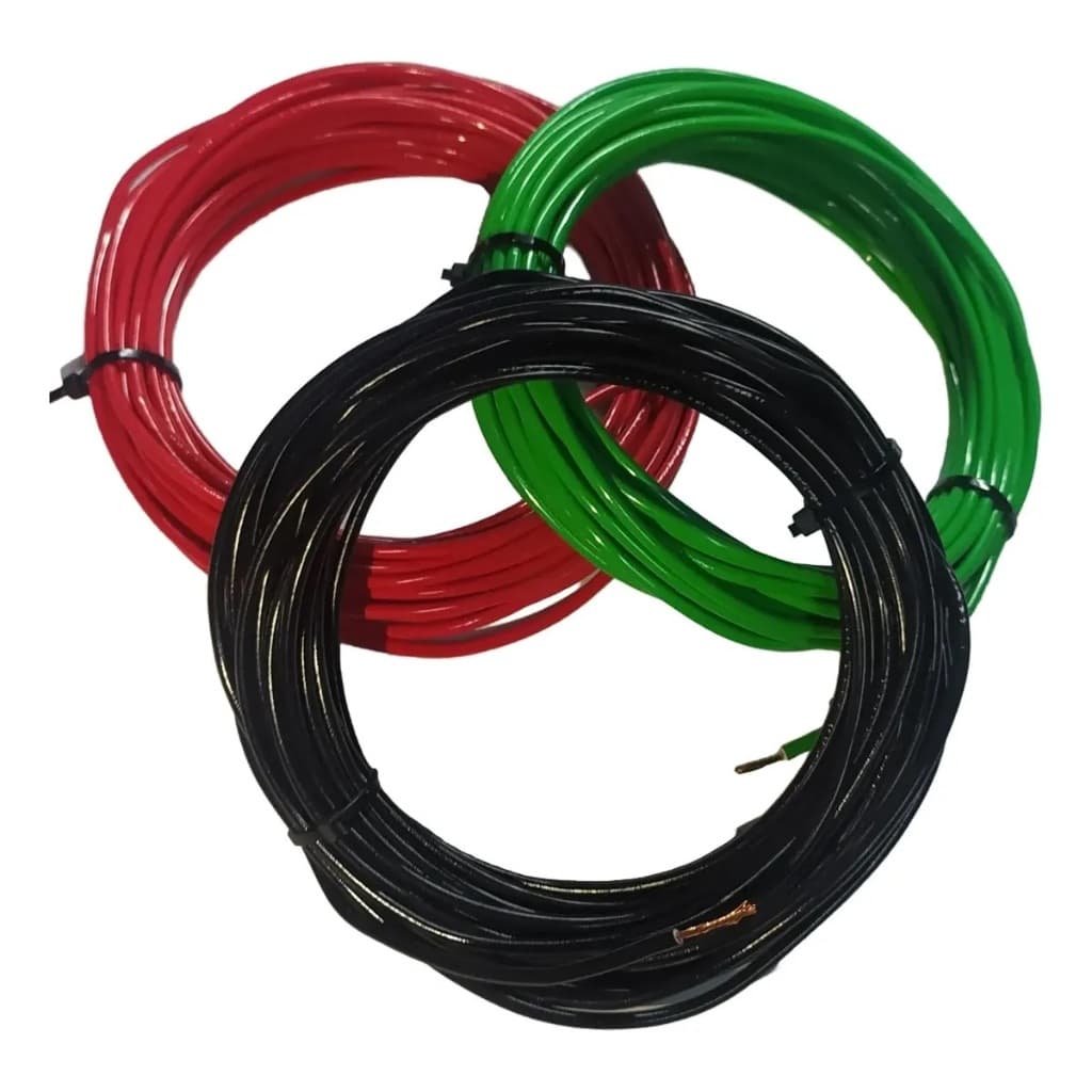 Fio Cabinho Flexível 1,5mm Verde Vermelho E Preto 10 Mt Cada