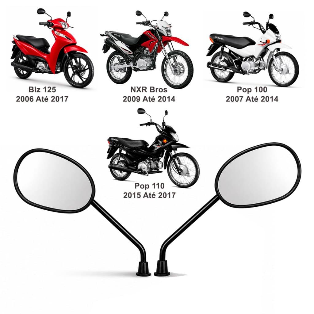 Espelho Retrovisor Biz 125 / Pop 100 / Pop 110 / Nxr Bros 150 Modelo Original Par