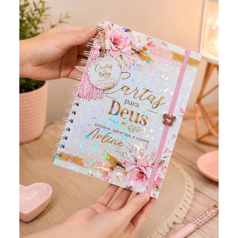 Caderno Cartas para Deus Devocional Oração Luxo  - Personalizada com Nome