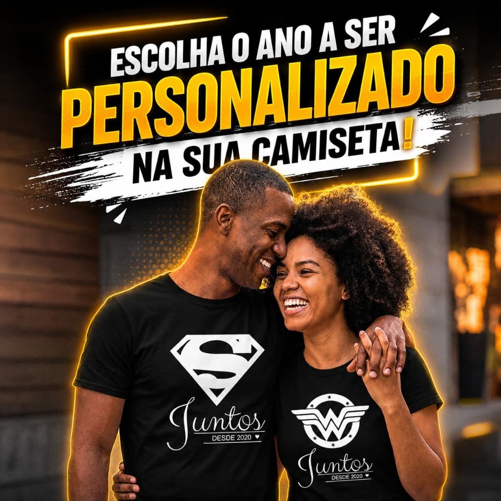 Kit 2 Camisetas Casal Personalizadas Com SEU ANO Especial | Dia dos Namorados