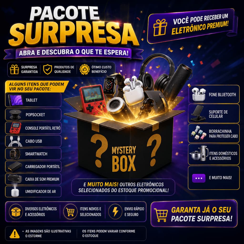 Caixa Com Itens Surpresa  Eletrônicos + Brinde Fone AirDots