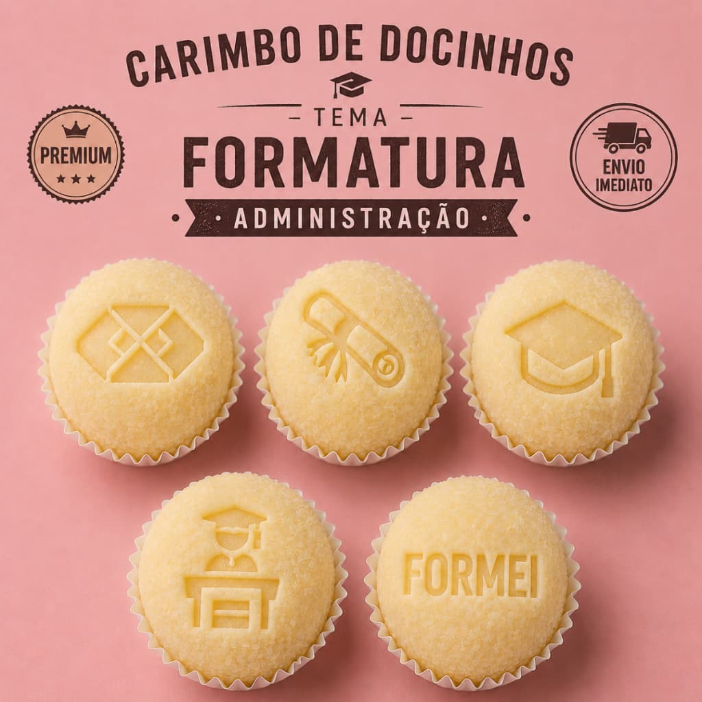 Administração Formatura Kit 5 Carimbos de Docinhos Personalize Doces Gourmet Confeitaria
