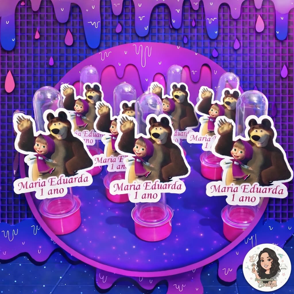 Aplique de Tubete marsha e o urso  em 3d - 20 ou 40 unds Tags