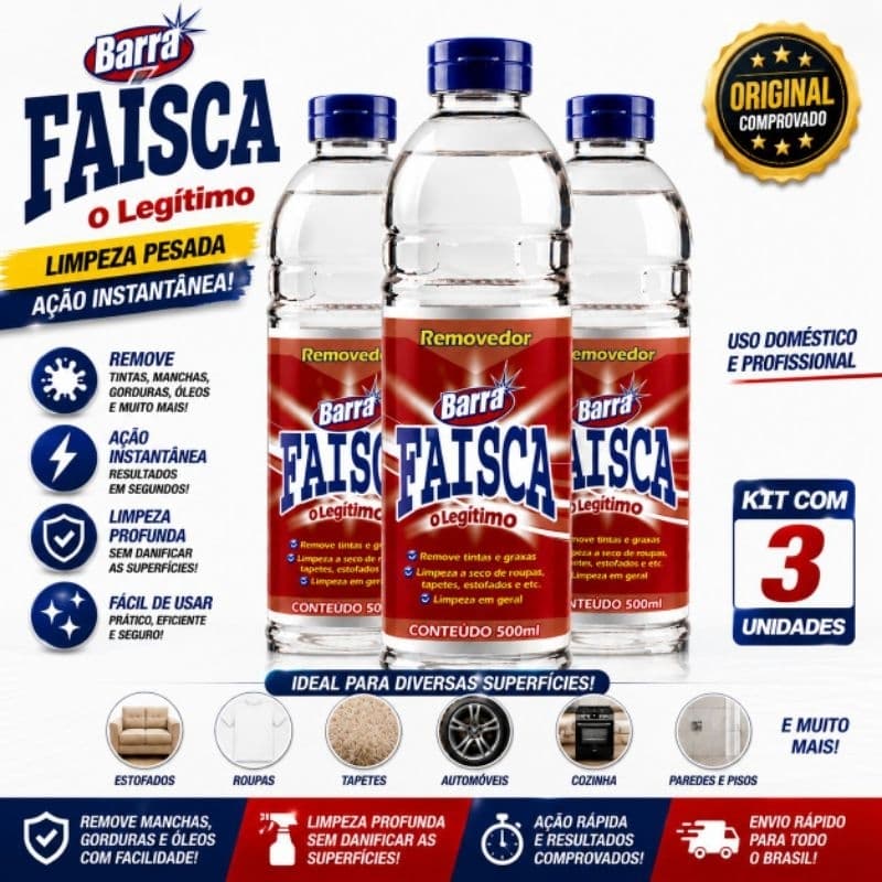 Produto de Limpeza Faísca 500ml – Remove gordura, tinta e manchas com facilidade