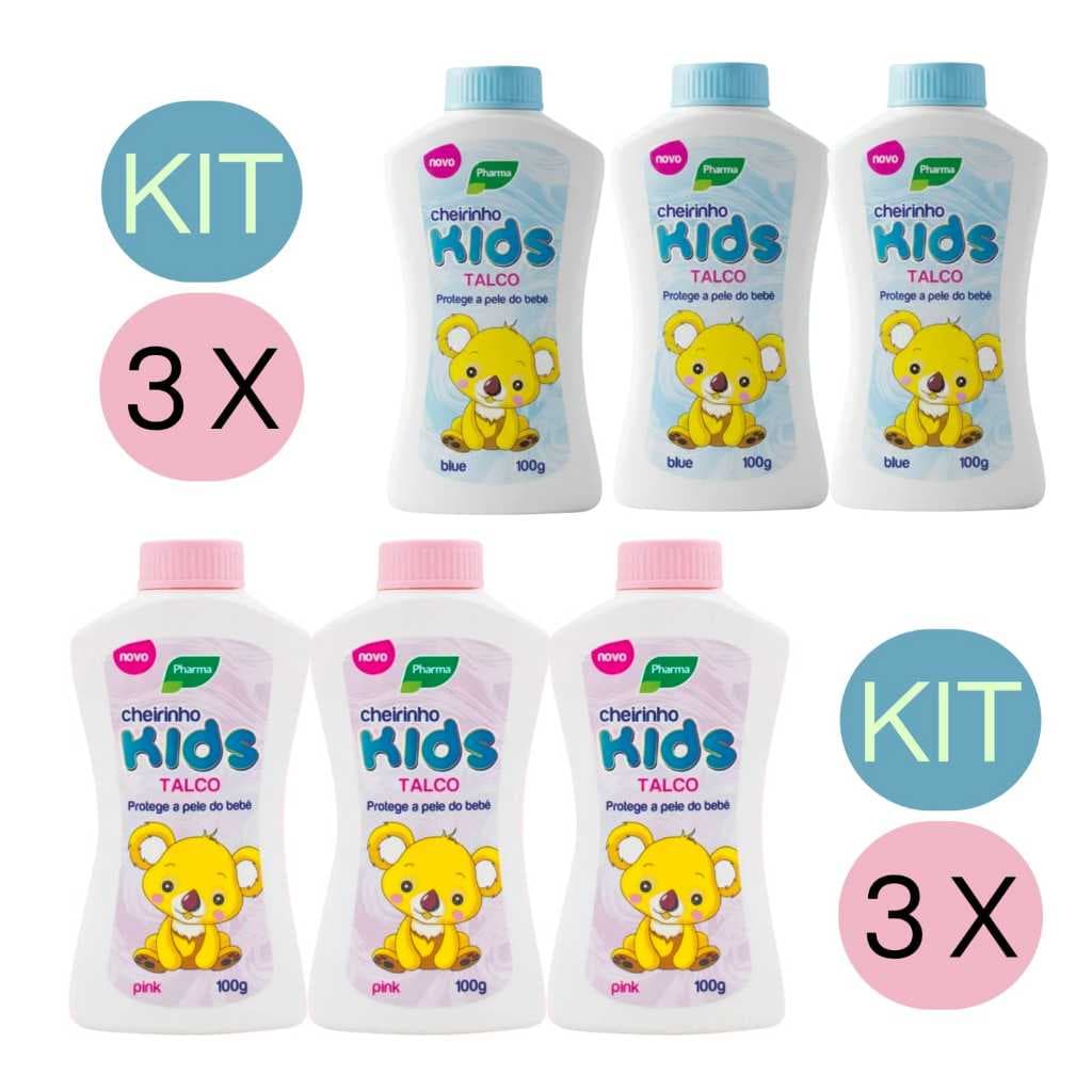 Kit 3 Talco Para Bebê Cheirinho Kids Baby 100g Cada