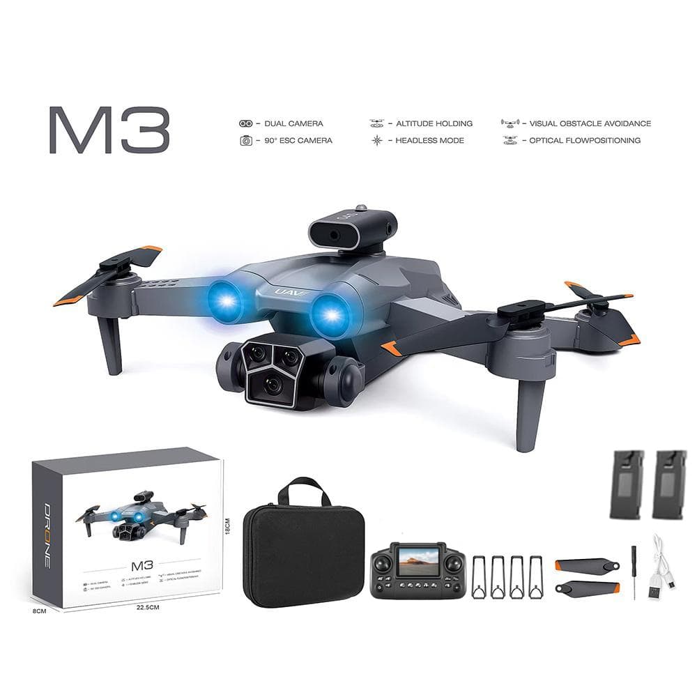 DLI Mini Drone M3 Dual Camera com Controle Remoto Tela 2 Bateria