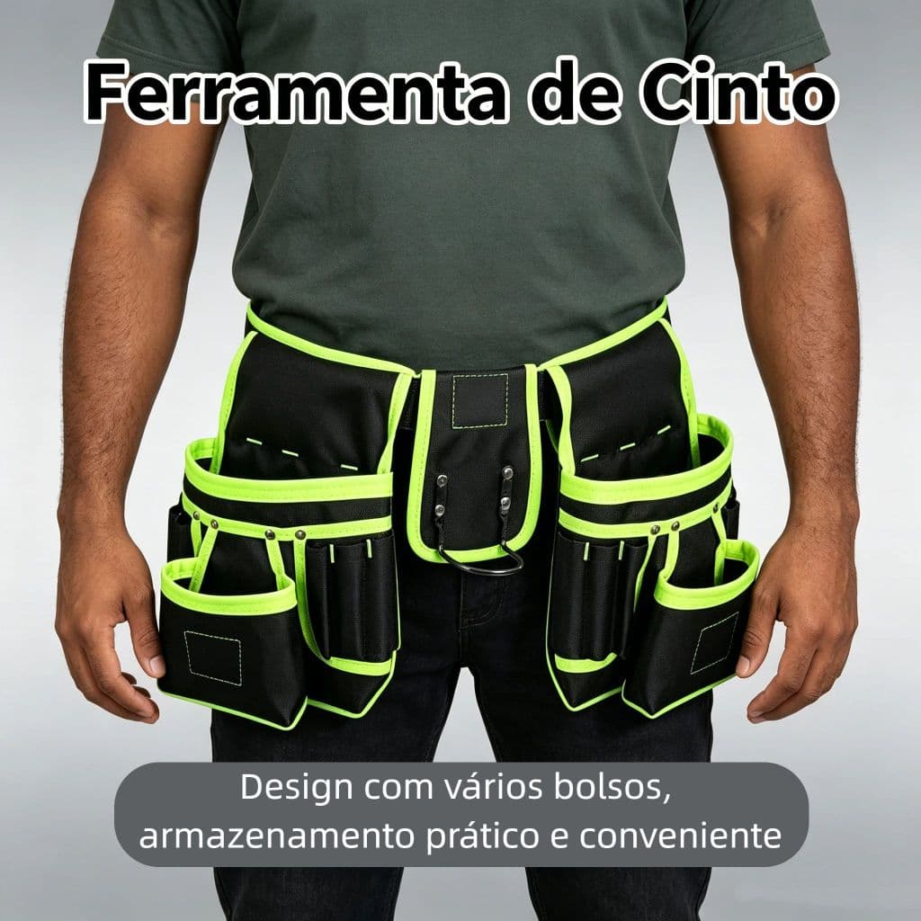 Cinto Bolsa de Ferramentas Ajustável 11 Compartimentos Resistente para Trabalhadores Profissionais