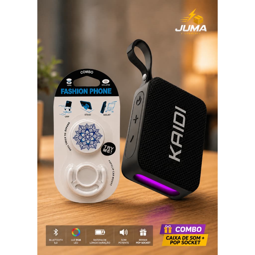 Caixa de Som Bluetooth Portátil Potente | Som Alto | Grave Forte | Bateria de Longa Duração Recarregável