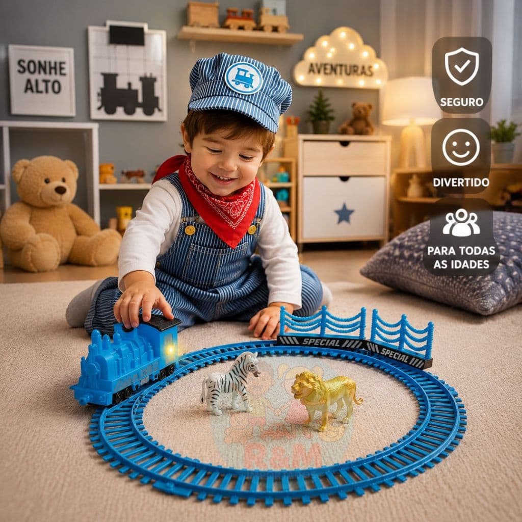 Brinquedo Trenzinho Animais Zoológico Safári Infatil Eletronico Locomotiva