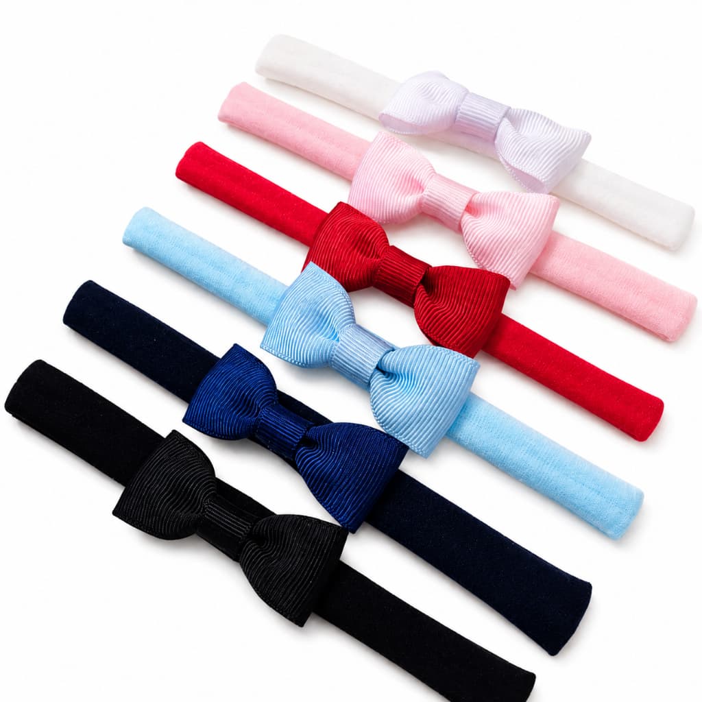 Kit 6 Faixas Cabelo Bebê tiaras de meia de seda Menina Laços Delicados Macios colorido