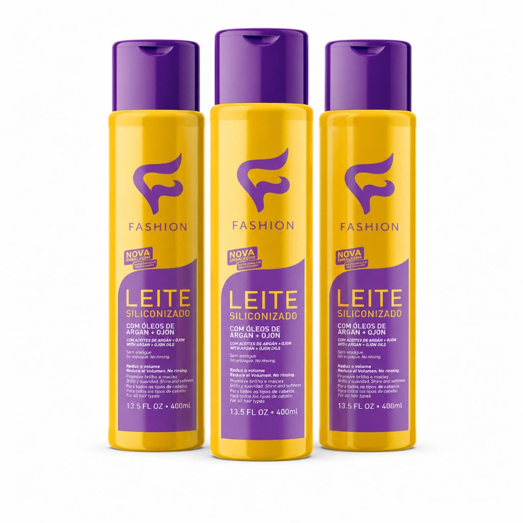 3 unidades Leite Siliconizado Fashion Cosméticos Sem Enxágue Com Argan 400ml