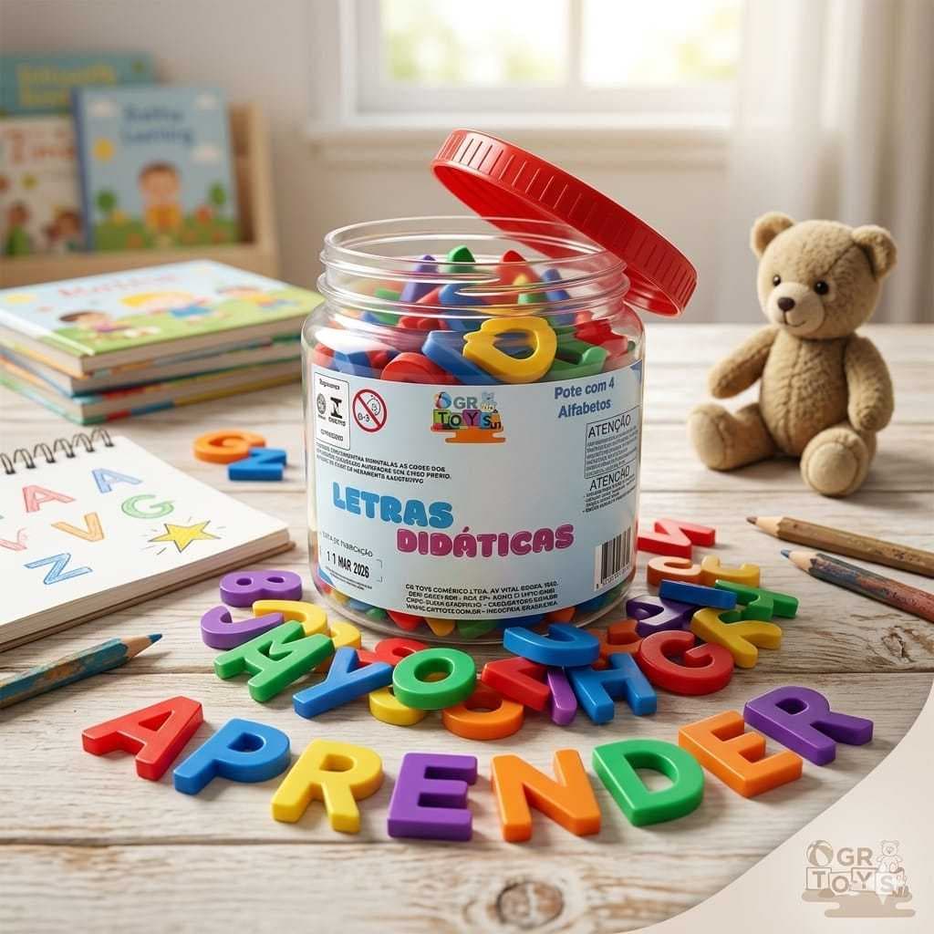 Pote com Alfabetos Coloridos em Kit com 4 Conjuntos - Ideal para Crianças